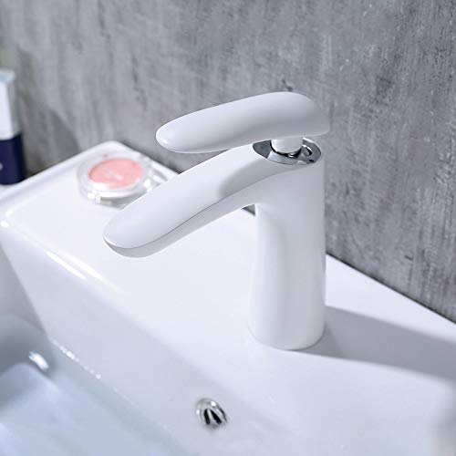 Robinet d'eau lavabo monotrou blanc anti-calcaire pour vasque haute - 7