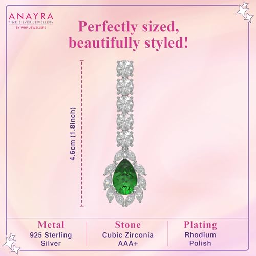 Image of 925 Sterling Silver Dangle Earrings for Women | AAA Cubic Zirconia Silver Drop Earrings | Rhodium Plated Anti-Tarnish Hypoallergenic Jewellery | Lightweight Fashion Earrings | Birthday, Anniversary & Rakhi Gift