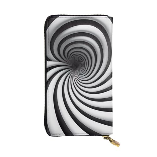 Spiral Optical Illusion GIF Prints Leather Long Clutch Wallet for Fashionable Girls and Women - Durable, Stylish, and Functional, Black, One Size