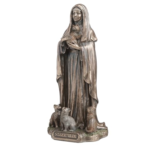 Estatua Saint Gertrude de Nivelles 6 pulgadas Bronce miniatura 7