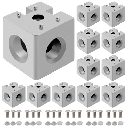 Image of 12pcs 4040 3-Way Corner Cube 4040 Extrusion Hardware T-Slot V-Slot Accessories with Screws and Nuts for 4040 Aluminum Extrusion Connector 3D Printer Accessories Silver