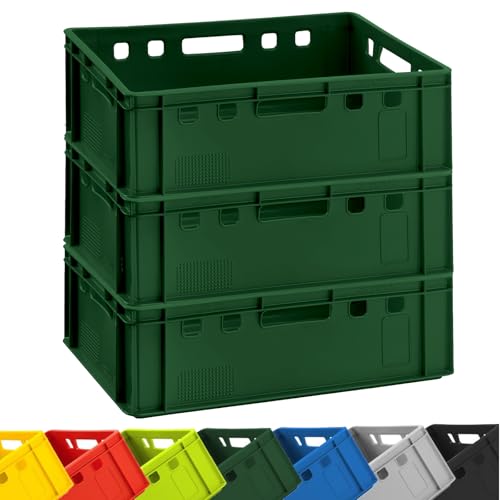 Fleischkiste E2 60x40x20 cm Dunkelgrün Eurobox Stapelkiste 3er Set Lager
