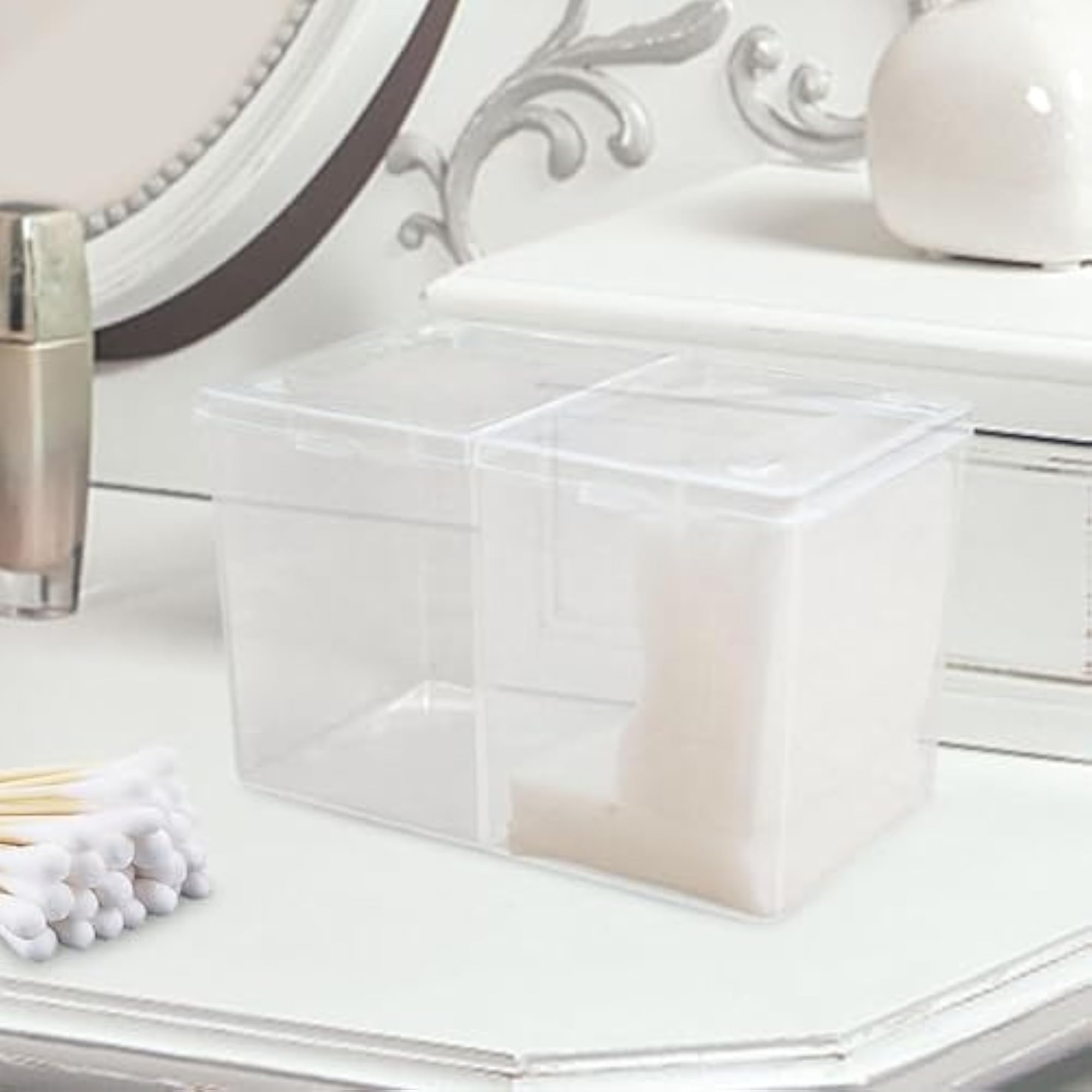 Clear Cotton Ball Holder Storage Canister for Bathroom