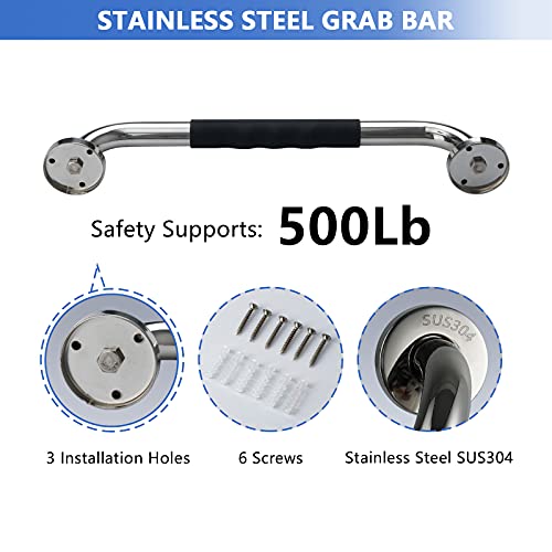 16-Inch Grab Bars,Grab Bars For Bathtubs And Showers,Shower Handles For Elderly,With Anti Slip Rubber Grip,304 Stainless Safety Bars For Howers And Walls #TOP3