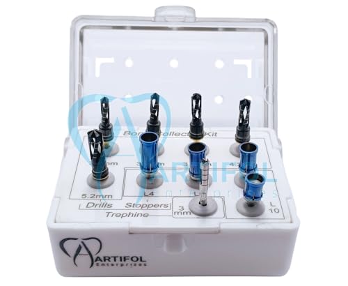 Artifol - 10 Pcs Dental Bone Collector Kit – Include Depth Stoppers – Sinus Lift & Implant Tools Set in Compact Organizer Box #OS1071