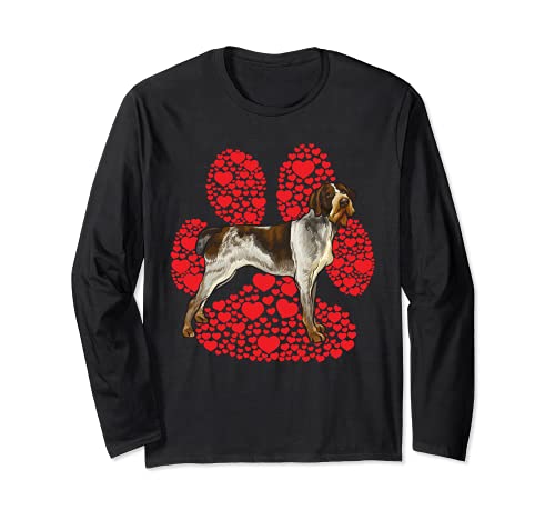 German Wirehaired Pointer Valentines Day Dog Love Paw Long Sleeve T-Shirt, Black