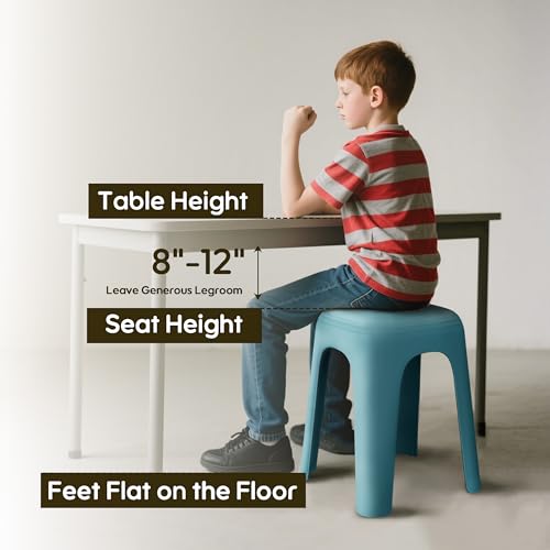 Image of 6 Pack Stackable Classroom Stools 18 Inch Nesting Plastic Stools Portable Backless Chairs for Classroom, Students, Adults, Living Room, Dining Room, Office Home