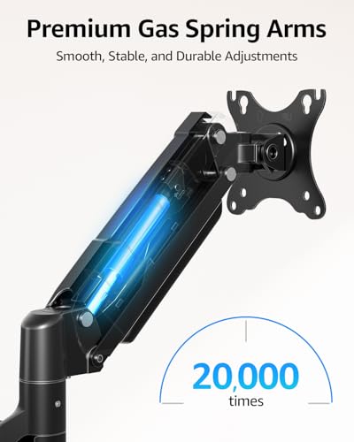 Image of MOUNTUP Dual Monitor Stand for Desk, Gas Spring Monitor Arms for 32 27 24 22 Inches, Height Adjustable Double Monitors Mount, VESA Mount with C-Clamp & Grommet Base, Holds 4.4-17.6lbs