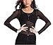 FUNOC Womens Sexy Long Sleeve See Through Mesh Tops Blouse Tee Shirt Black