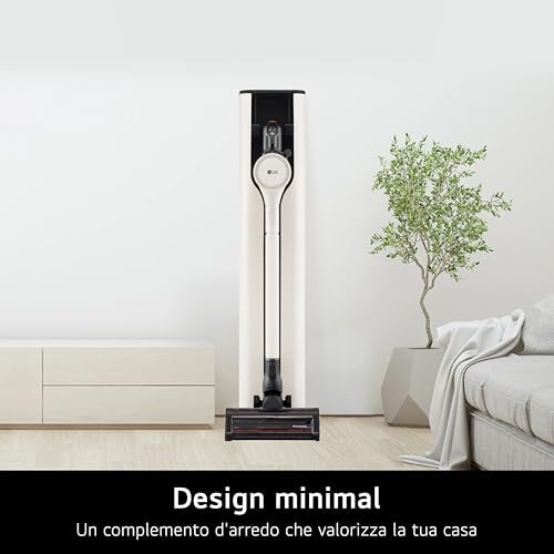 LG CordZero con All-in-One Tower A9T PRIME1C, Aspirapolvere senza Fili con Svuotamento Automatico, 260W, Autonomia 60 min, 2 Spazzole + 2 Accessori, Wi-Fi, Kompressor, Calming Beige