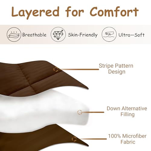Image of ZPECC Toddler Down Alternative Comforter, 39x47 Hypoallergenic Baby Blanket Quilt, Soft Breathable Lightweight All Season Kids Duvet Insert for Crib Stroller Cot Daycare, Brown