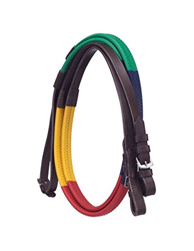 JT International Silver Fox Rubber Grip Schooling Reins Brown