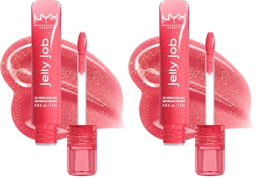 Brillo de labios Jelly Job NYX Professional Makeup, tono Jelly Kiss'd para un maquillaje diario radiante