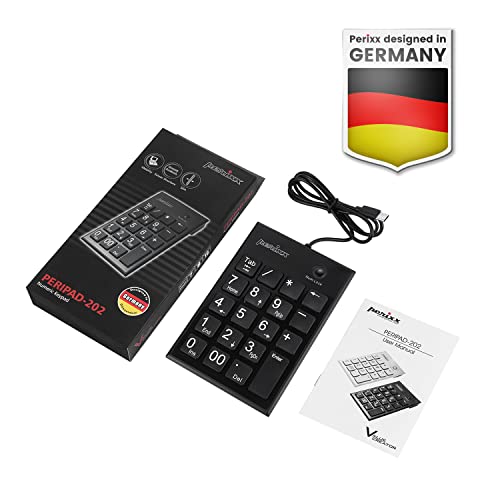Image of Perixx PERIPAD-202C Wired USB-C Slim Numeric Keypad - Scissor Keys with 2 USB-A Hubs and Tab Key - Compatible for Tablet, Laptop, & Desktop - Black