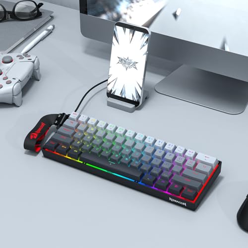 Image of Redragon K617 HE Rapid Trigger Gaming Keyboard, 60% 61 Keys Wired Mechanical Keyboard w /Adjustable Hyper-Fast Actuation, Dedicated Hall Effect Magnetic Switch, PBT Gradient Keycap Strap Version