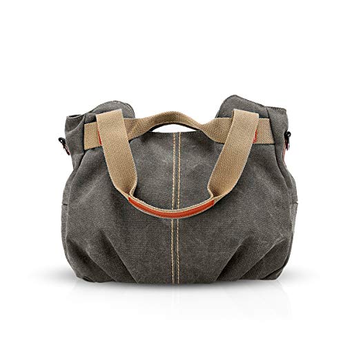 NICOLE & DORIS Canvas Tasche Damen Tragetaschen für Damen Schultertaschen Umhängetasche Leinwand Handtasche Mädchen grau