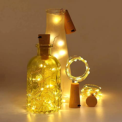Image of Pack of 5 / 2Mtr / 20 LED's Battery Operated Wine Bottle Magic Fairy String /Strip Cork Light with Copper Wire for DIY Lights for Bottle, Indoor /Outdoor, Home Decoration (WW /Cork Light)