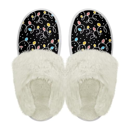 Fuzzy Slippers for Women Men Plush Warm Slippers Cozy House Shoes Winter Bedroom Shoes with Fuzzy Collar2