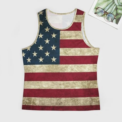 American Flag USA Pattern Men's Tank Tops Sleeveless Vest Athletic Fitness T Shirts Workout Muscle Shirts3