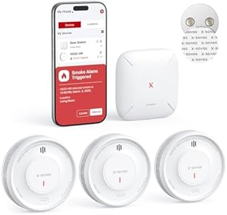 X-Sense Smart Smoke Alarm with SBS50 Base Station for Home with Magnetic Mount, Wireless Interlinked Fire Alarm, 10-Year L…