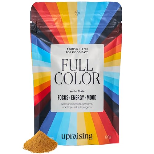 Upraising - Full Color | Mezcla de Yerba Mate + Maca + Melena de Leon + Chaga + Rhodiola Rosea + Jengibre | Nootropicos Naturales y Yerba Mate para una Energía Equilibrada y un Mayor Enfoque
