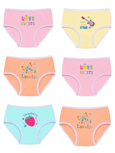 Image of DYCA by Bodycare Girls Cotton Briefs, Soft & Breathable Panties, Pack of 6, Print & Colour May Vary