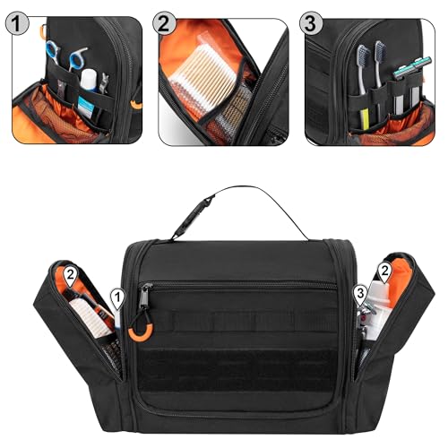 Prokva Bolsa de viagem tática para homens, kit de higiene para pendurar, organizador de chuveiro com