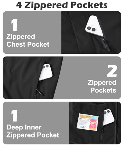 Image of Zoofly Mens Waterproof Hiking Jacket with Hood Windproof Light Weight Windbreaker Outdoor Fishing Raincoat Zipper Pockets