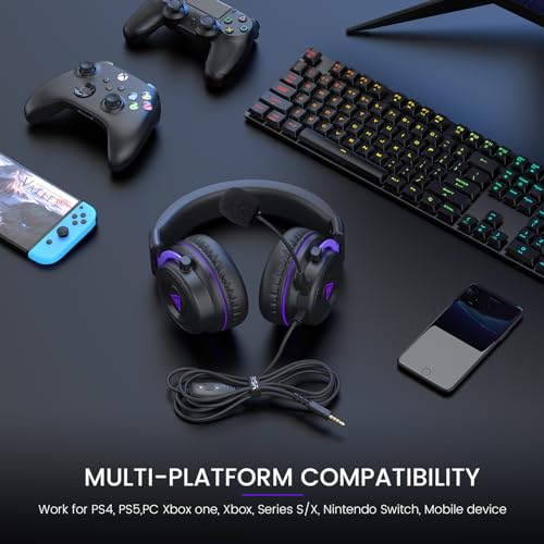 Eksa E900 Headset With Microphone For Pc, Ps4,Ps5, Xbox - Detachable Noise Canceling Mic, 3D Surround Sound thumb #5