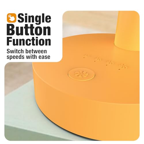Image of Orient Electric Elfie Rechargeable Personal Fan | 90 Adjustable Airflow | 1800 mAh Battery | 4 Speed Modes | Quiet Operation | USB Type-C Charging | Compact Mini Fan | Tangerine Orange