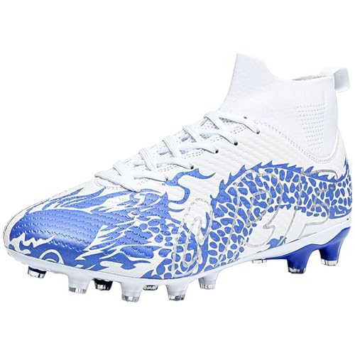 BAODLE Botas de fútbol para niños FG/AG para niños, zapatos de fútbol para hombre, TF, profesionales, ligeras, antideslizantes, Fg Blanco, 45 EU