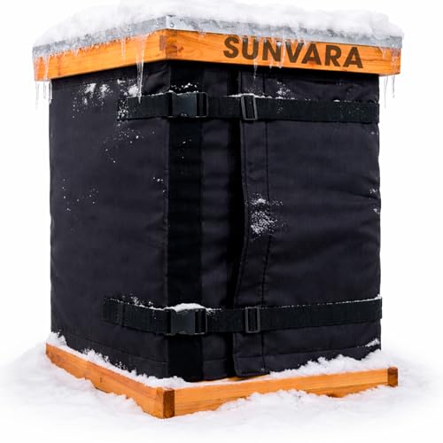 SunVara Bee Hive Wraps for Winter Insulated Beehive Cover for 8-Frame Hives Heavy-Duty 600D Oxford Cloth Fits Two Deep Boxes Waterproof Windproof & Reusable Bee Hive Insulation Wrap