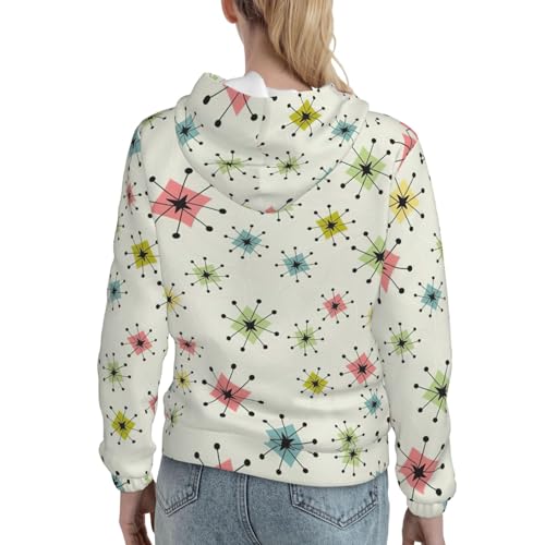 Sweat à capuche imprimé rétro femme pull vintage avec grande poche - 4