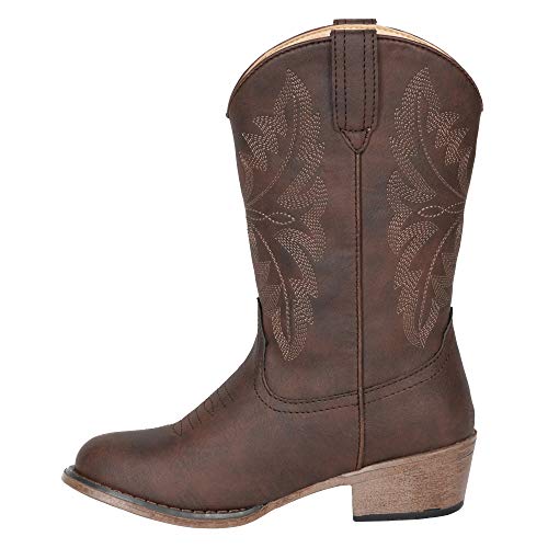 Kids Boys Brown Faux Leather Western Cowboy Boots 114