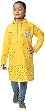 Citizen Princess Kids Raincoat with Inbuilt Hood & Carry Bag, PVC Virgin Fabric with High Tearing Strength, Full Sleeves Knee Length Raincoat For Girls & Boys, Yellow
