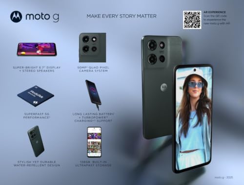 Image of Total Wireless Motorola Moto G 2025, 128GB, 5G (Locked to Total Wireless) | Prepaid Smartphone - 50MP Camera System, 6.7 inch 120Hz Display, 5000mAh Battery, Gray