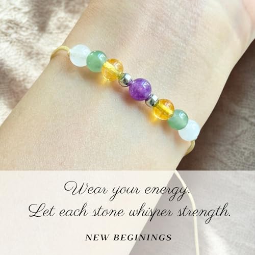 Natural Crystal Bracelet for New Beginnings – Inspirational Healing Stones Gift for Life Transitions, Graduation, Back to School, New Job – Motivational Jewelry for Women Men (New Beginning)2