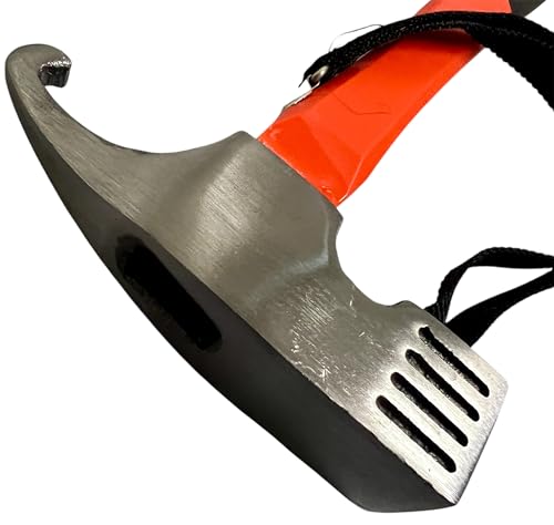 TMV24® Zelthammer mit Heringsauszieher - Campinghammer mit Handschlaufe - Praktischer Robuster Hering Camping Hammer zum Zelten & Heringe Herausziehen - Ideal für Zelt, Hartboden & Outdoor, ORANGE