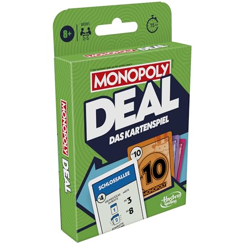 Monopoly Deal Kartenspiel, der Klassiker in der schnellen Version, Strategiespiel für Erwachsene und Kinder, ideal für unterwegs, Geschenk, oder Wichteln