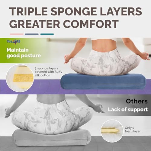 Image of Yes4All Triple-Layer Sponge Yoga Bolster Pillow for Restorative Yoga & Meditation - Versatile Yoga Support Pillow, Balance & Poses Modification