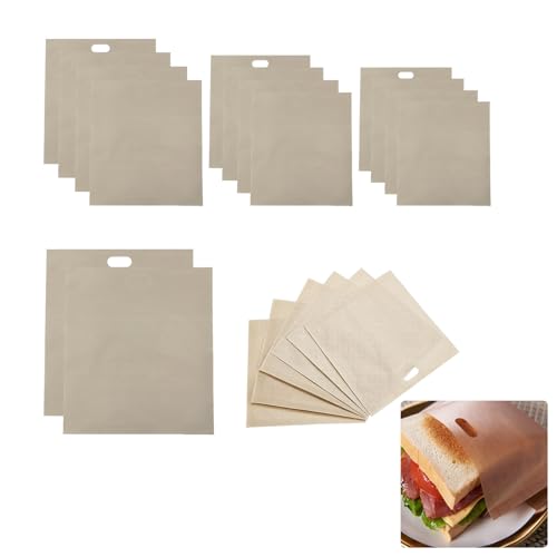 SPOKKI 14 Pcs Toaster Bags for Toaster, Non-Stick Toaster Bags Reusable, Washable Sandwich, Toastie Bag for Grilled Cheese Sandwiches Pizza (16x16.5cm*4 +16x18cm*4 +17x19cm*4 +20x22cm*2)