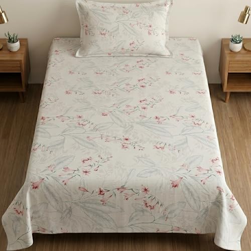 Image of Mafatlal 186 TC Metro Cotton Single Bedsheet | 90 x 60 Inch|Soft, Breathable & Lightweight | with Matching Pillow Cover