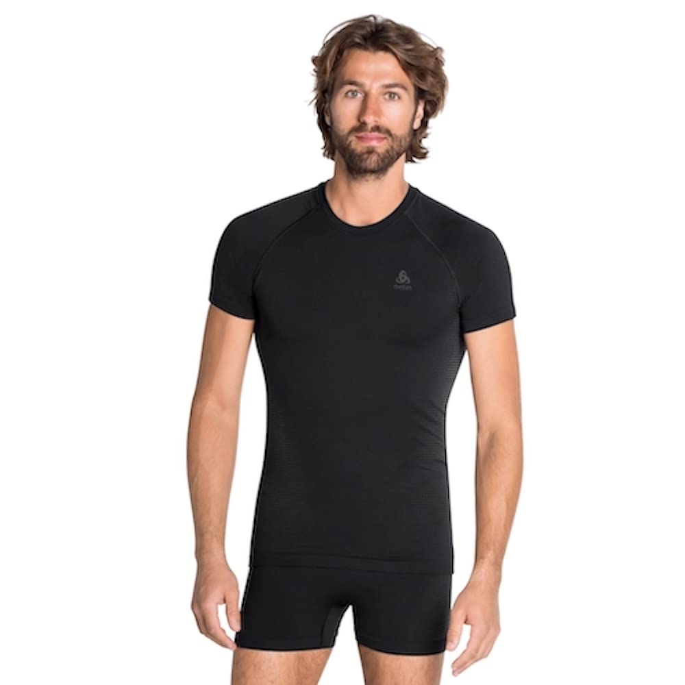 Odlo Uomo Performance Warm Eco T-Shirt Intima a Maniche Corte, 196242, Nero, L