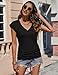 Zeagoo Cap Sleeve Tshirts for Women Black Ruched V Neck Beach Vacation Solid Shirts Lightweight Trendy Casual Blouses 2026