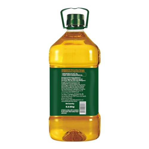 Image of Del Monte Pomace Olive Oil (Imported) | All purpose cooking oil for everyday Indian cooking | Ideal for deep frying, roasting, baking | High MUFA & Low in Saturated Fat | 5L PET Bottle (Pack of 3)