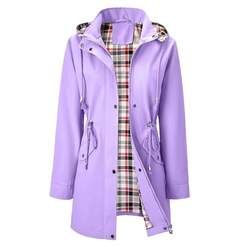 Cortavientos impermeable de mujer con capucha y cremallera para senderismo 5