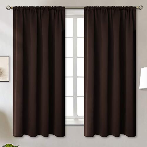 BGment Brown Blackout Curtains 63 Inches Long for Bedroom - Thermal Insulated Window Drapes with Rod Pocket Room Darkening for Living Room, 42 x 63 Inch, 2 Panels
