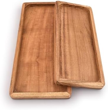 Samhita Acacia Wood Rectangular Wooden Platters for Food Holder/B...