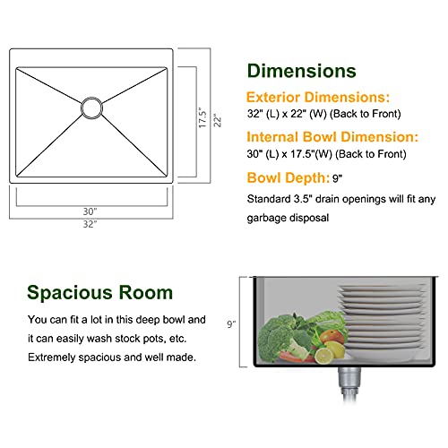 Bonnlo 32 Inch Top Mount Kitchen Sink Drop-In thumb #3