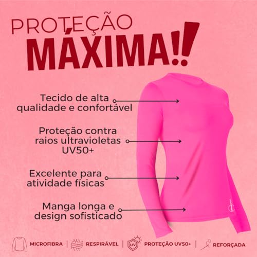 Camiseta UV50+ Manga Longa Selene Poliamida Feminino Adulto | Pink | P